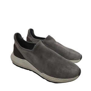Womens Vince Gray Stretch Suede Slip-On Sneakers Details In Brown White Size 9M